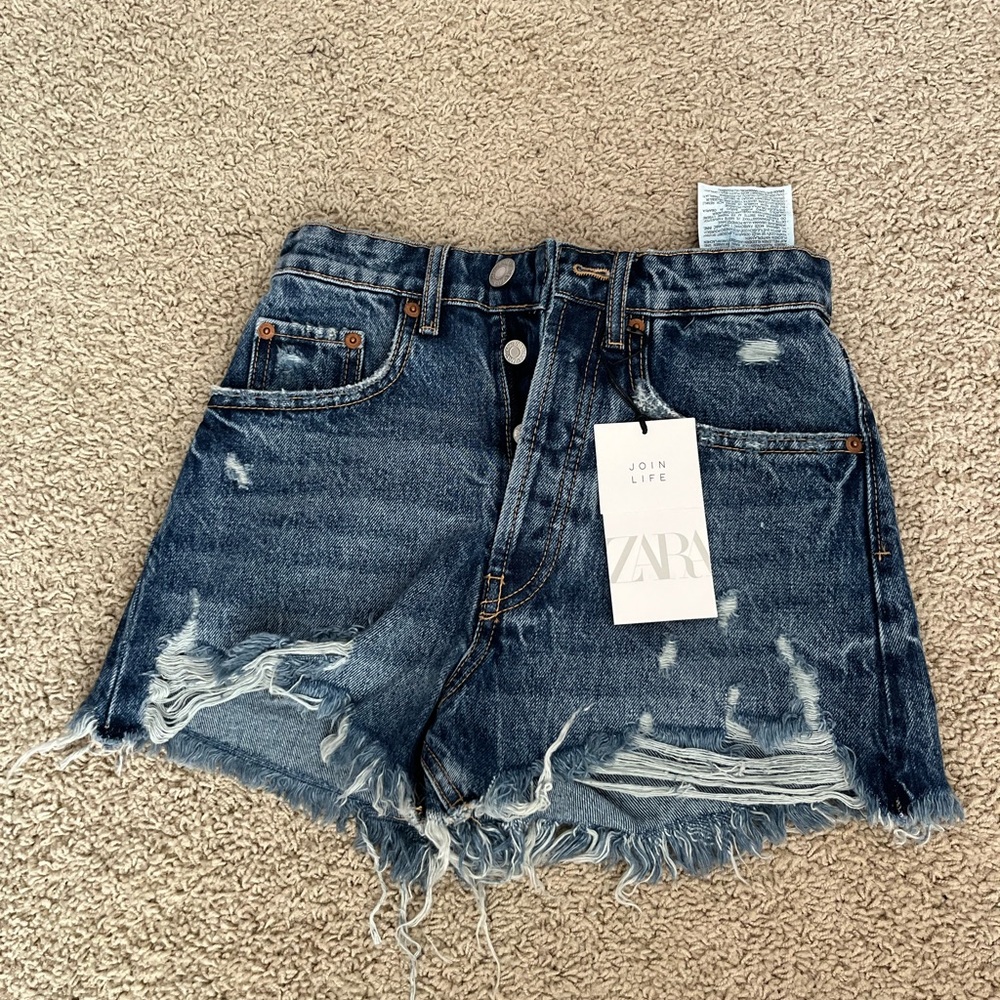 Zara High Waisted Jean Shorts